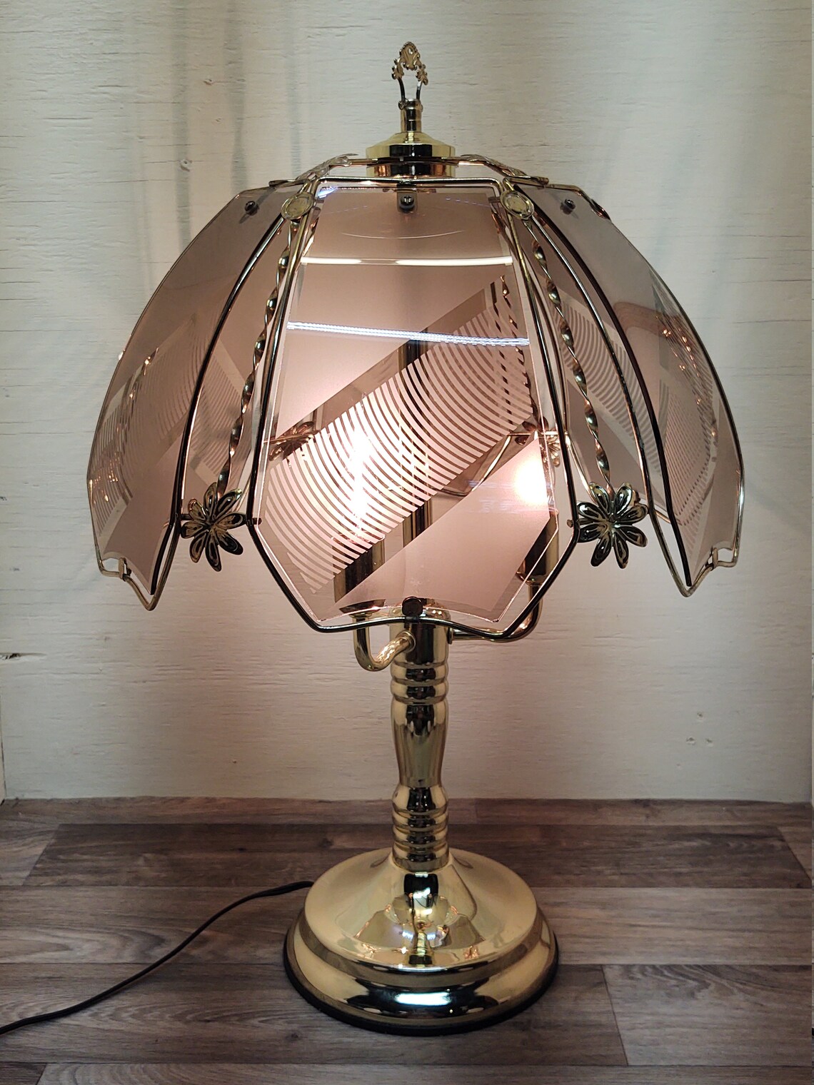 Vintage brass touch table lamps Etsy