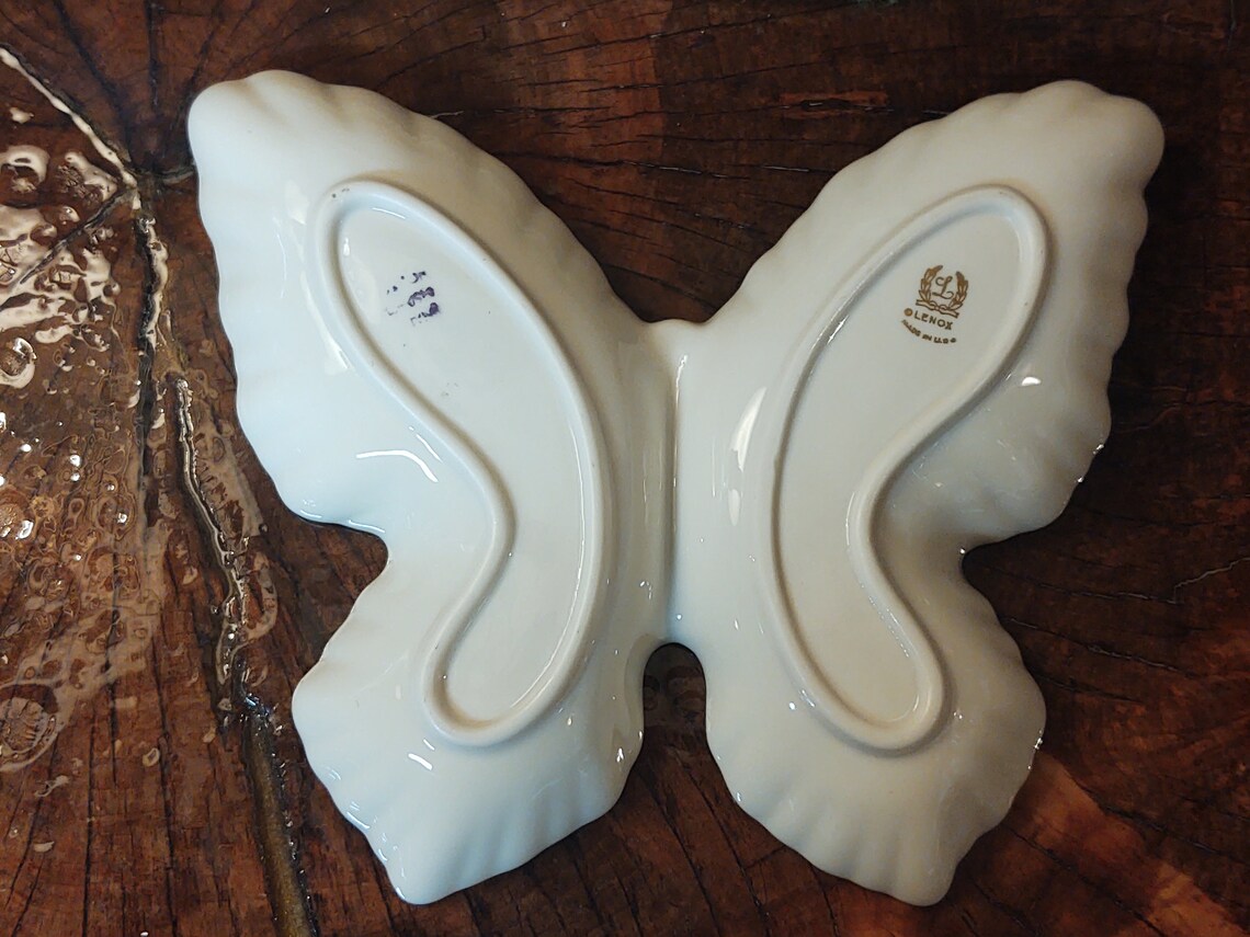 Lenox Gold Trimmed Butterfly Ceramic Dish Etsy