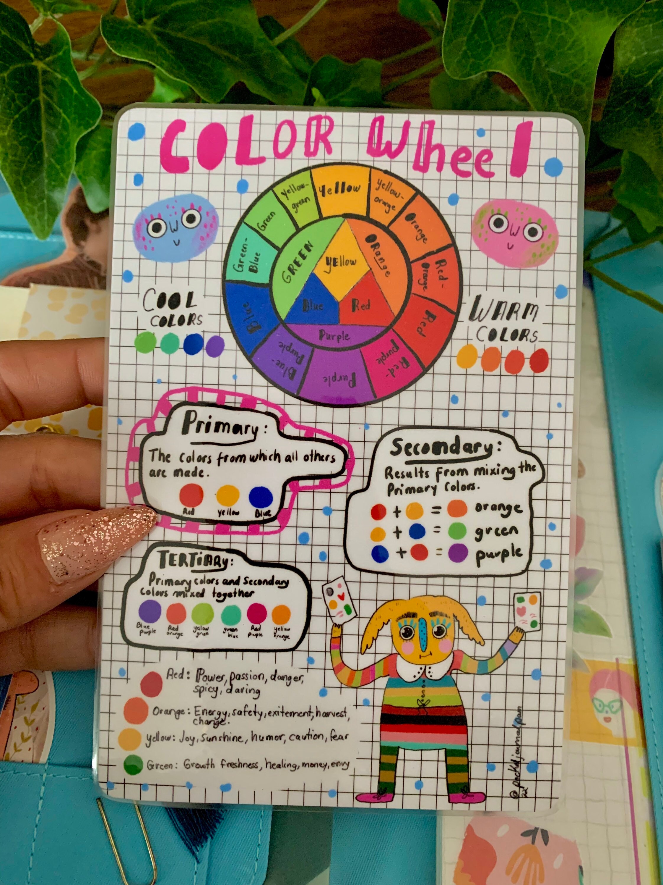 4x6 Handmade Color Wheel Laminated Bookmark for Journals and Etsy