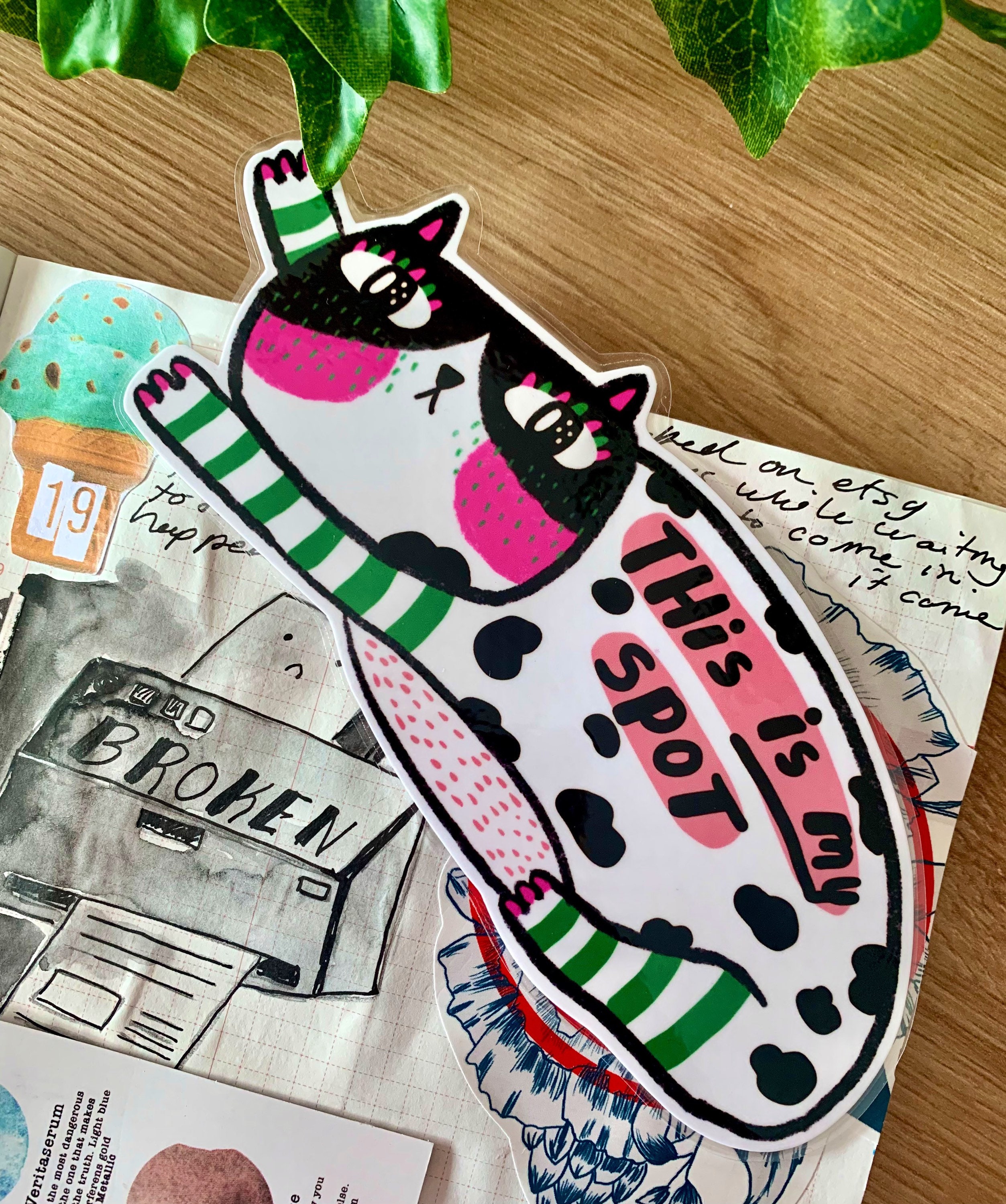 Illustrated Cat Bookmark Laminated Cute Cat Handmade Bookmark Etsy