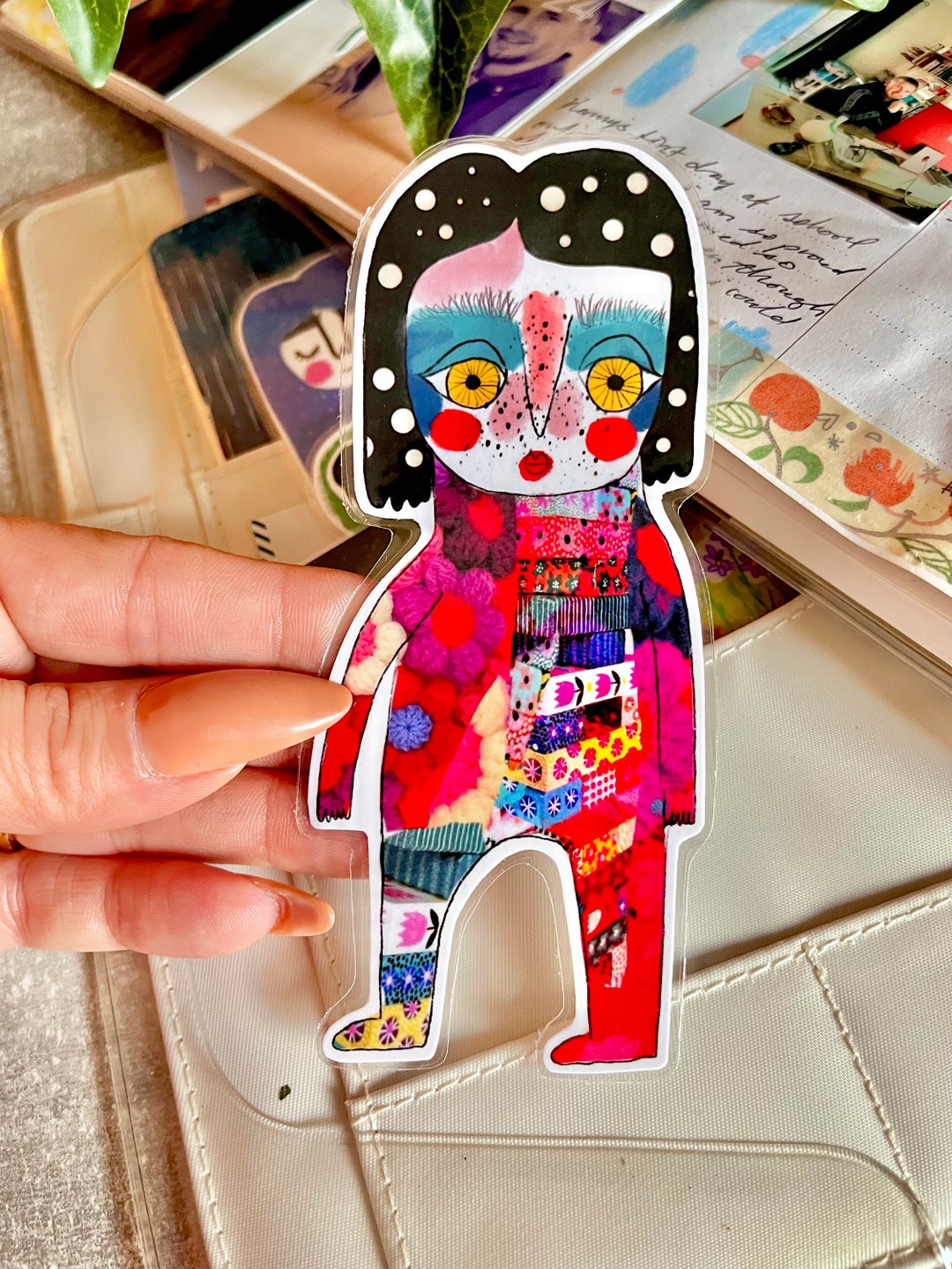 Laminated Collage Doll Pocket Pal for Travelers Notebook Planner