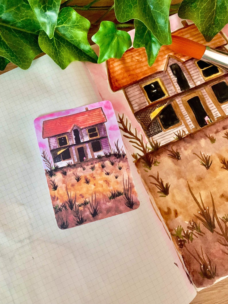 Abandoned House Watercolor Illustrated Stickersticker for Etsy