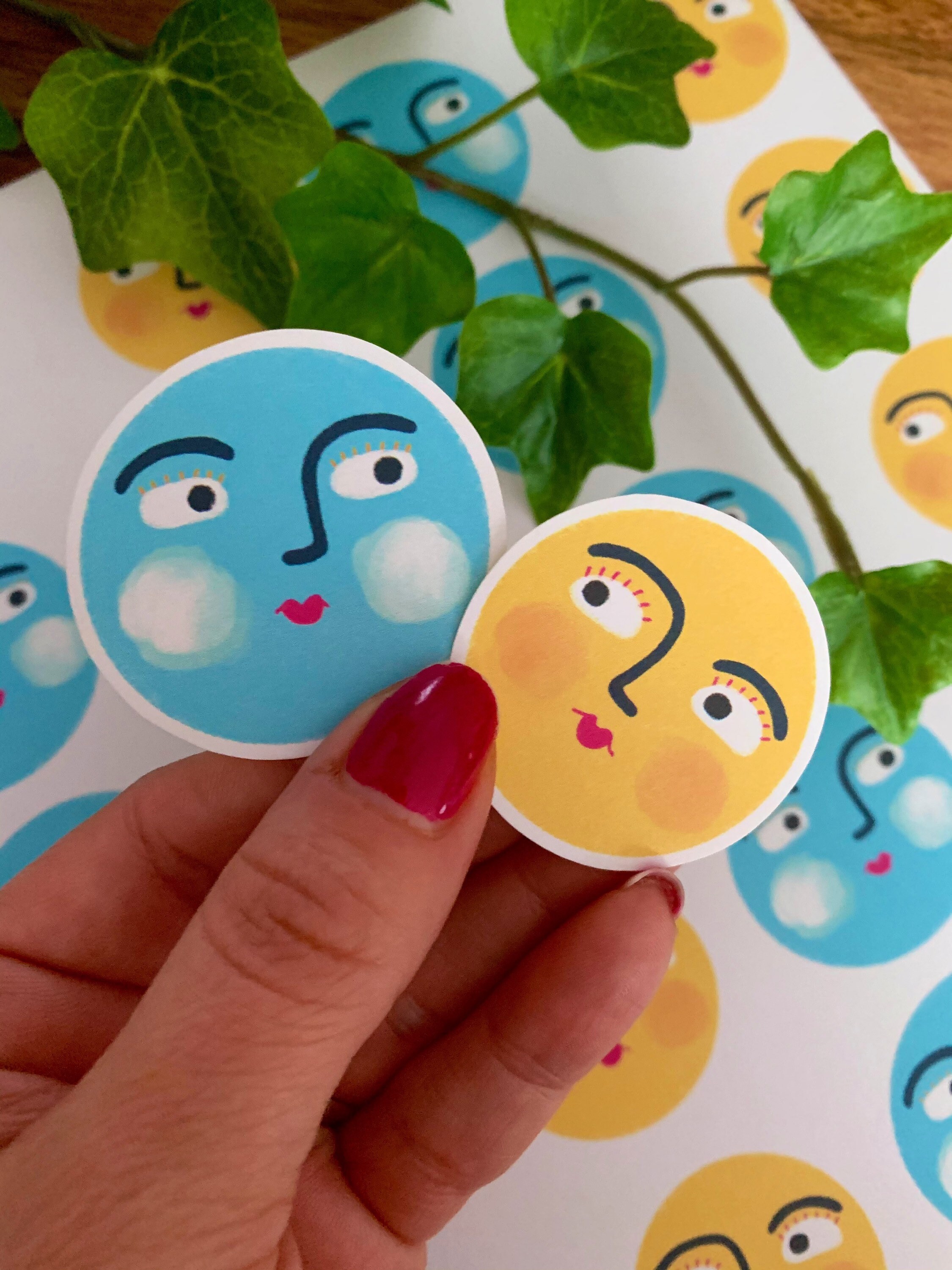 Moon and Sun Friend Sticker Pack cute Stickers for Planner Etsy