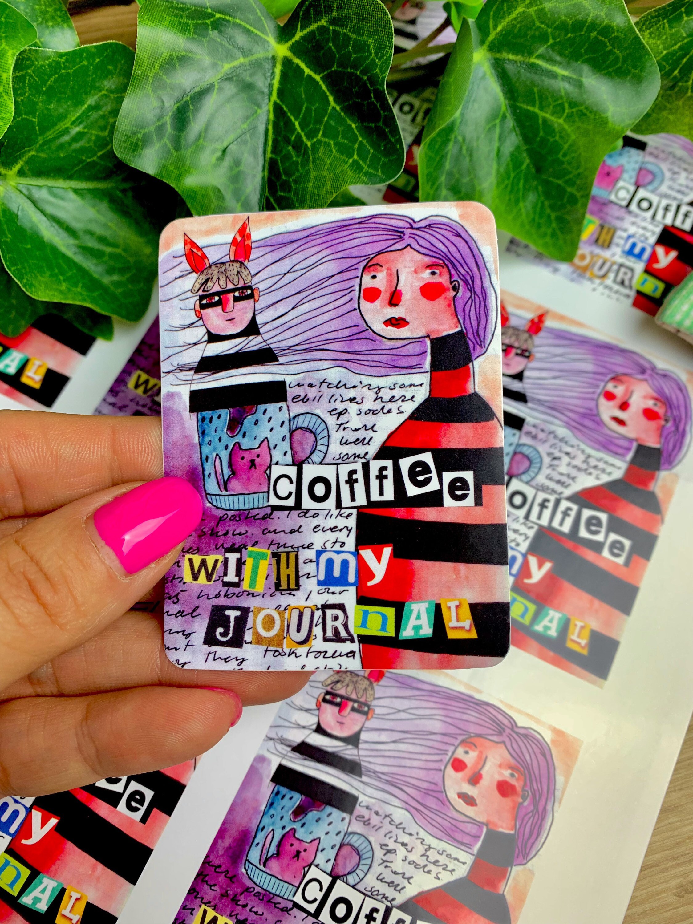 Sets journal or decoration. agenda Vinyl glossy journal collage Sticker