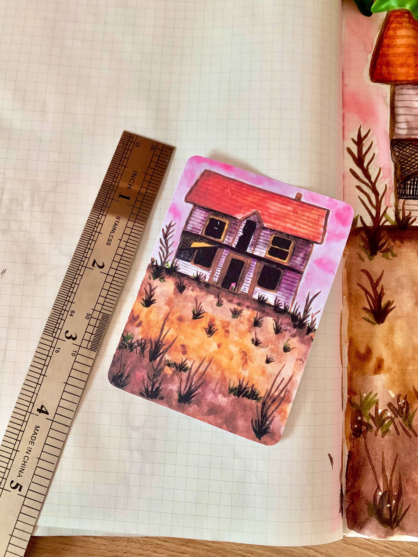 Abandoned House Watercolor Illustrated Stickersticker for Etsy