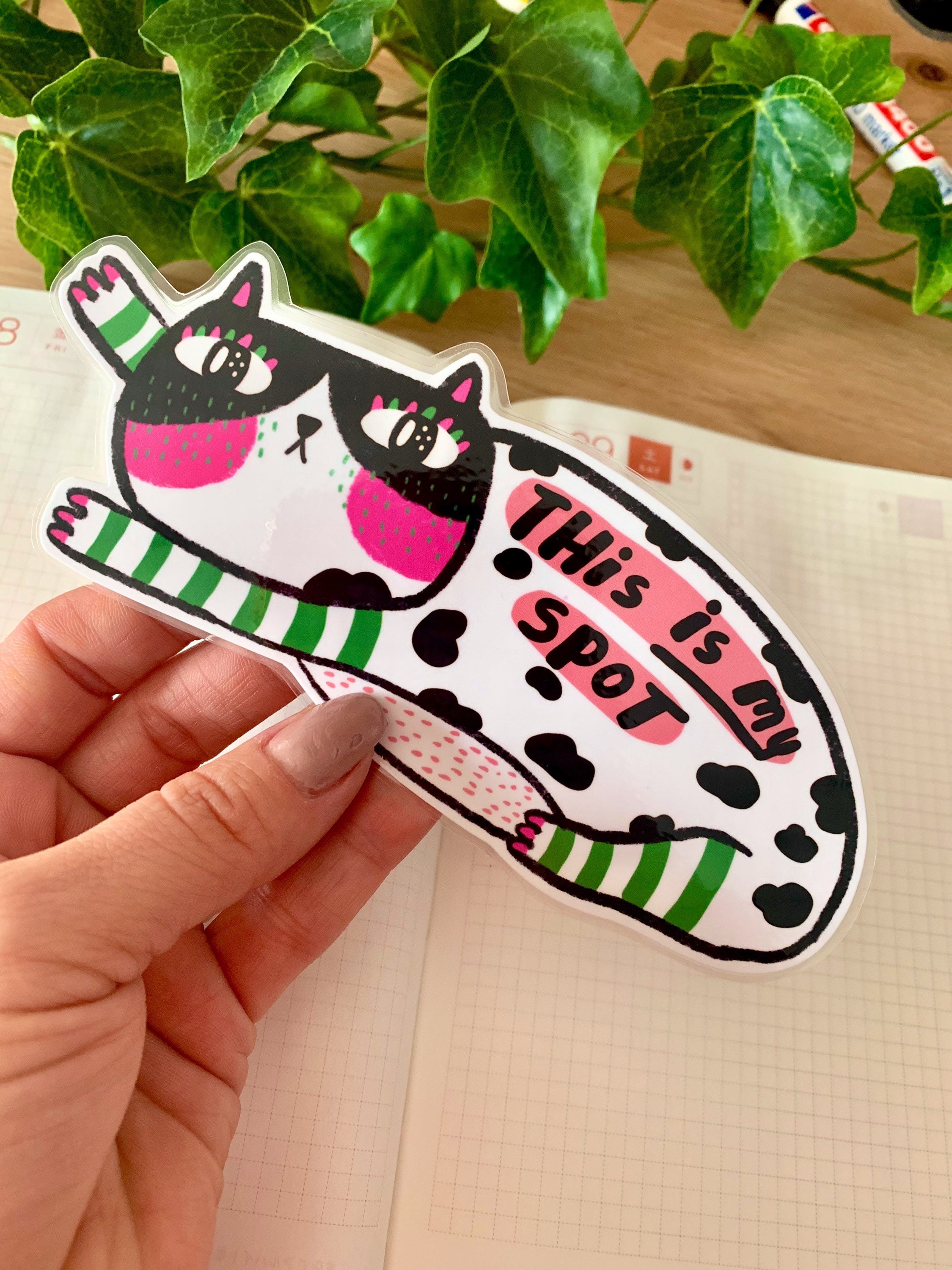 Illustrated Cat Bookmark Laminated Cute Cat Handmade Bookmark Etsy