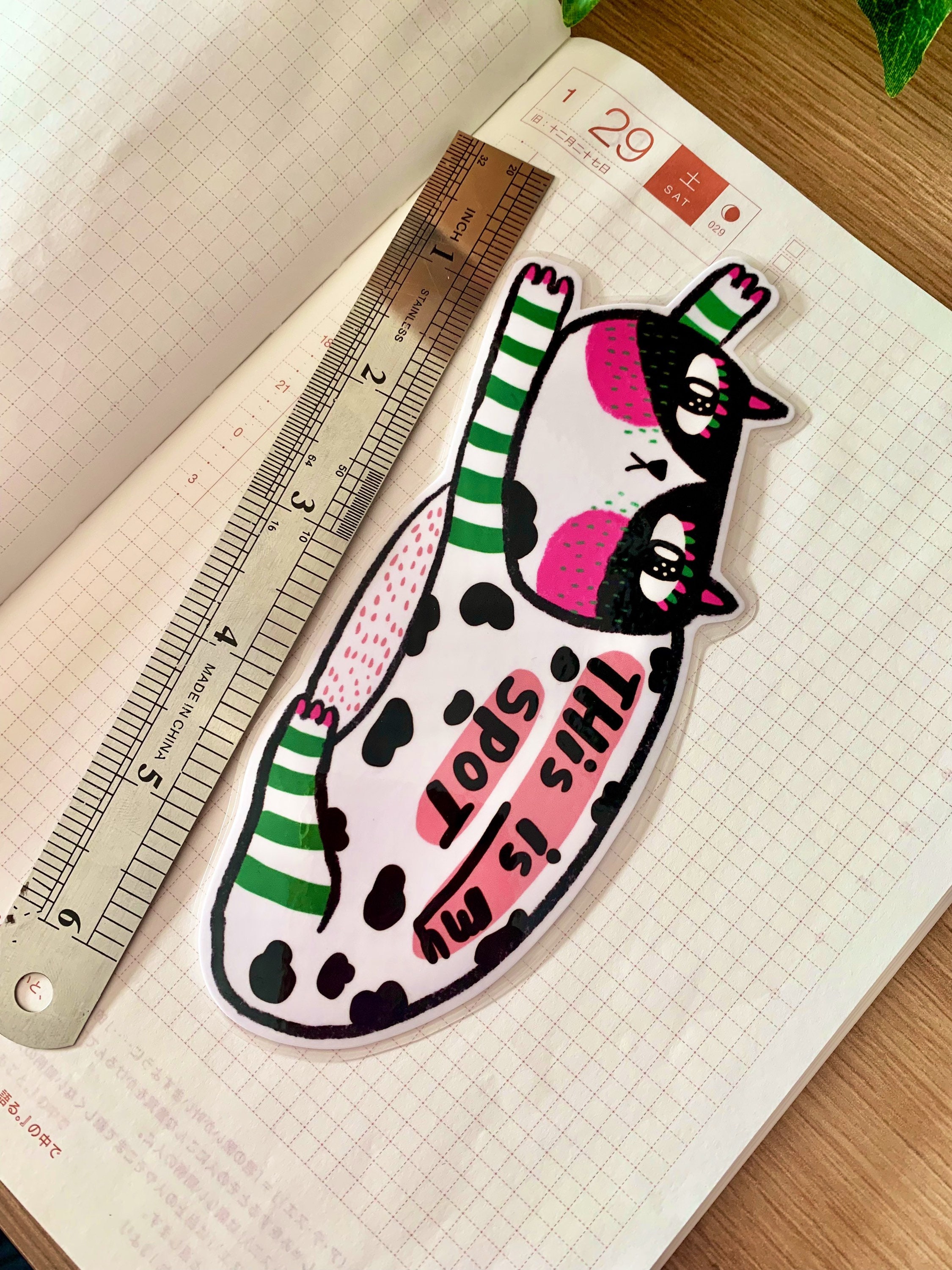 Illustrated Cat Bookmark Laminated Cute Cat Handmade Bookmark Etsy