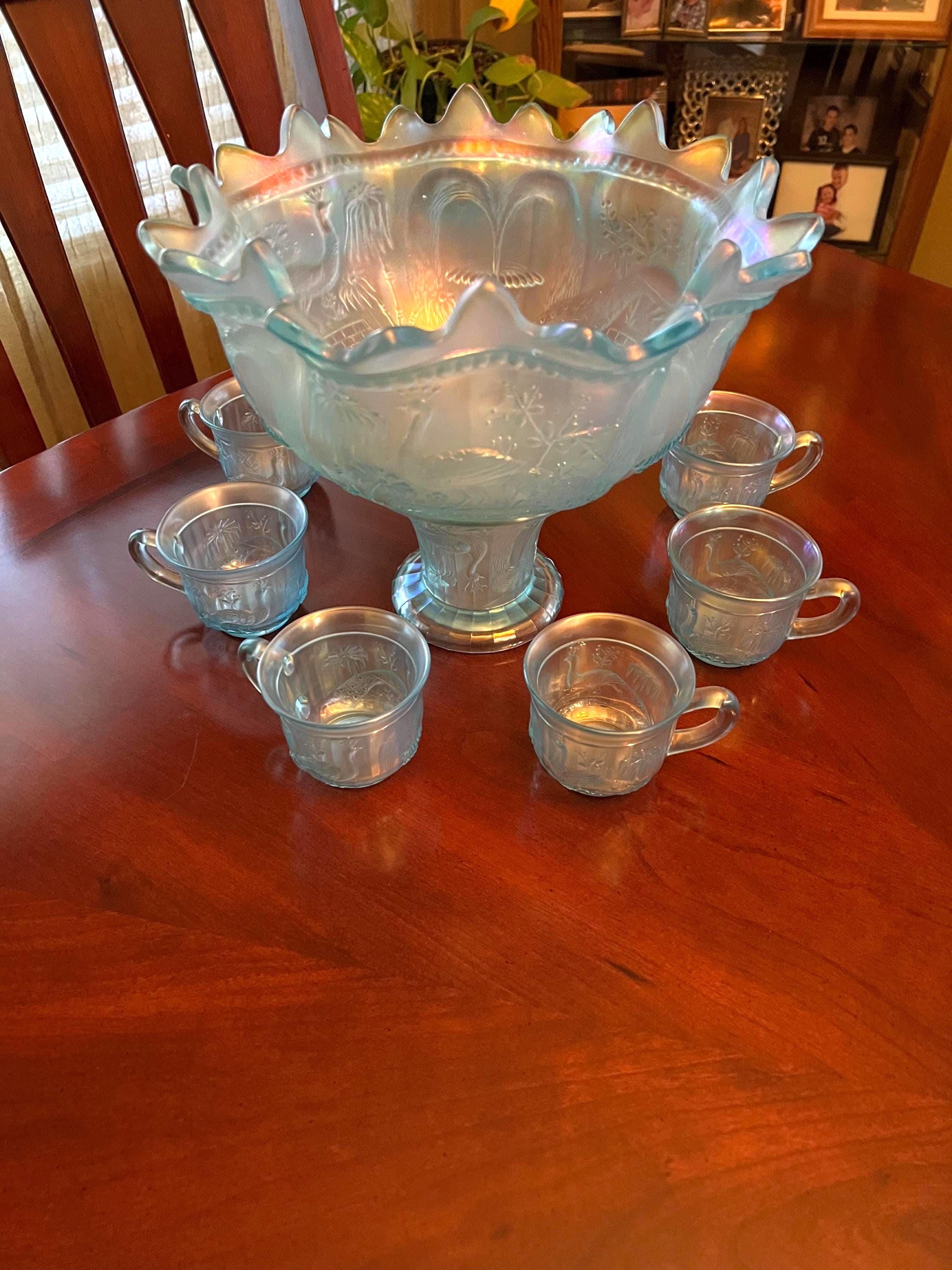 Fenton Opalescent Punch Bowl - Etsy