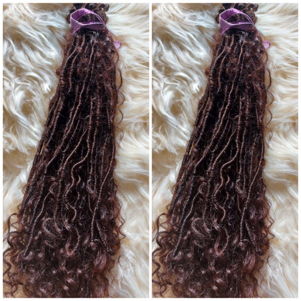 Boho goddess faux locs extension. gypsy goddess faux crochet curly locs, soft and flexible prelooped locks extension for easy installation.