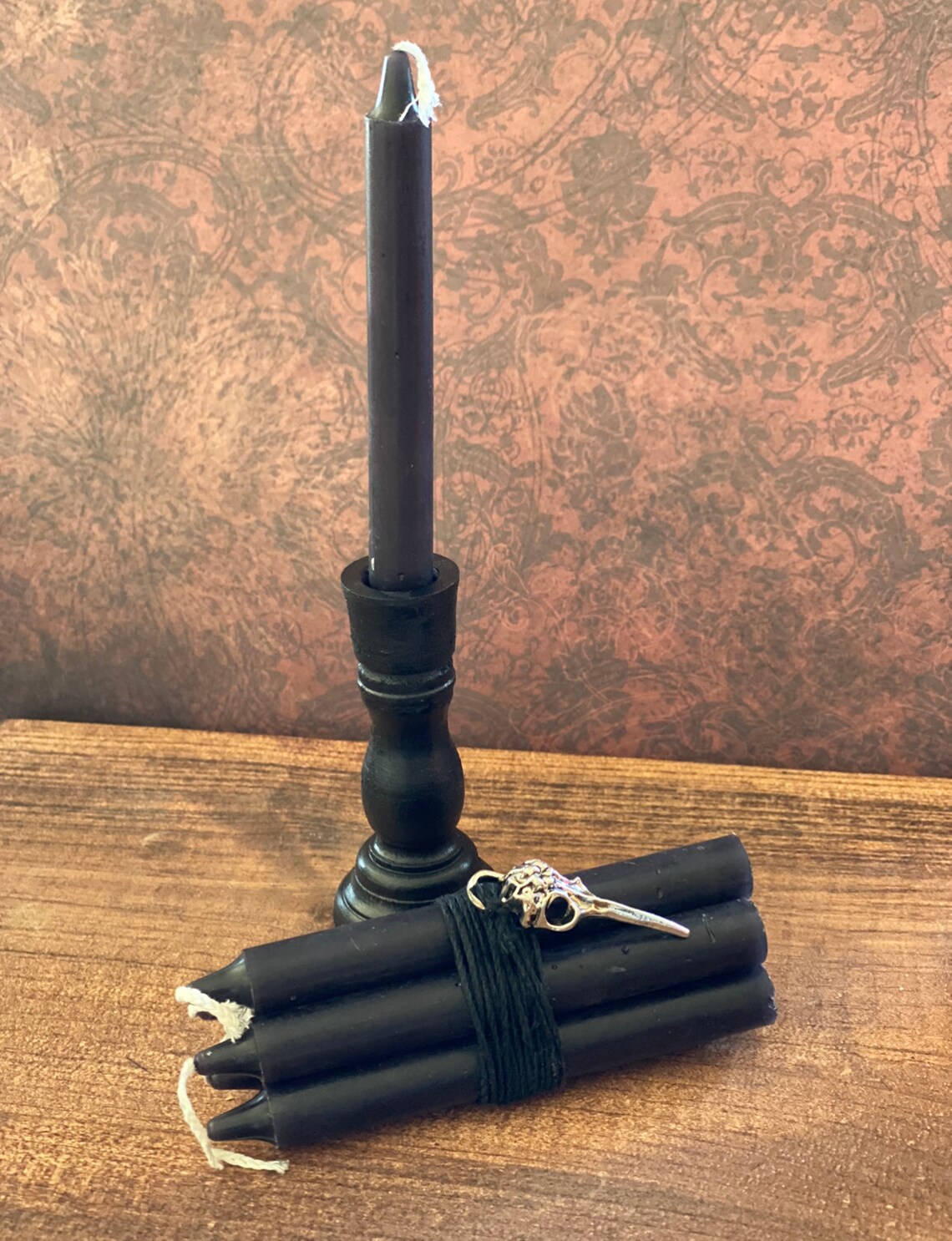 5 Black Chime Candles Etsy