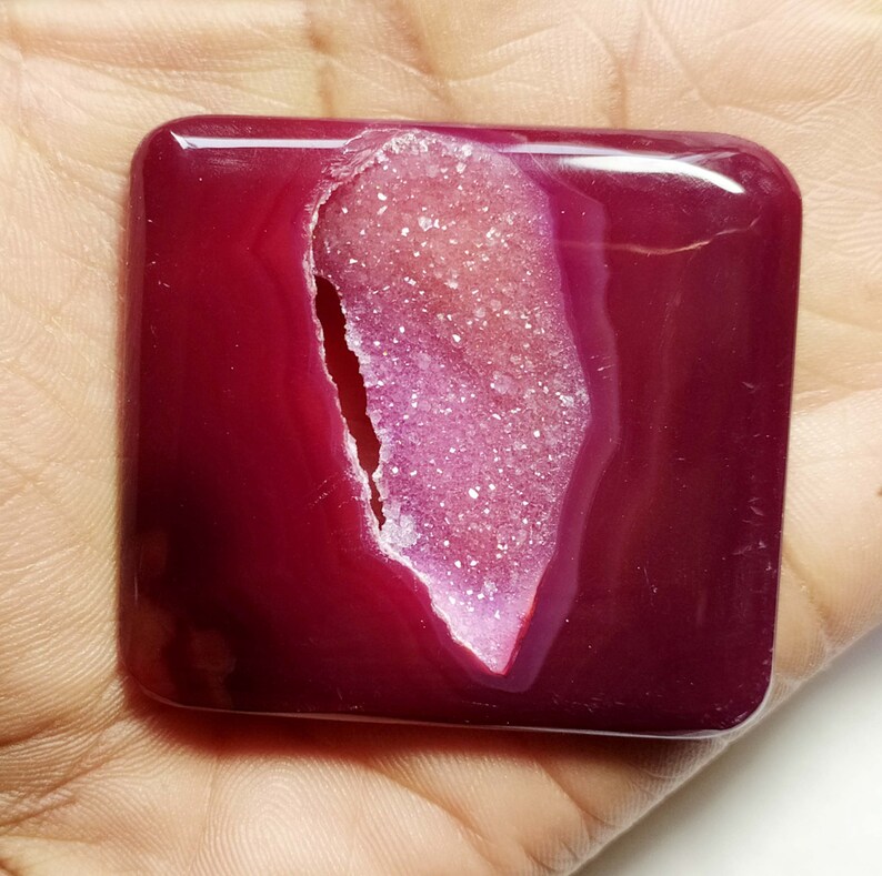 Natural Solar Quartz Window Druzy Cabochon Crystal Minerals 147 Carat 54x49x5 MM For Jewelry Making Big Size Top Quality