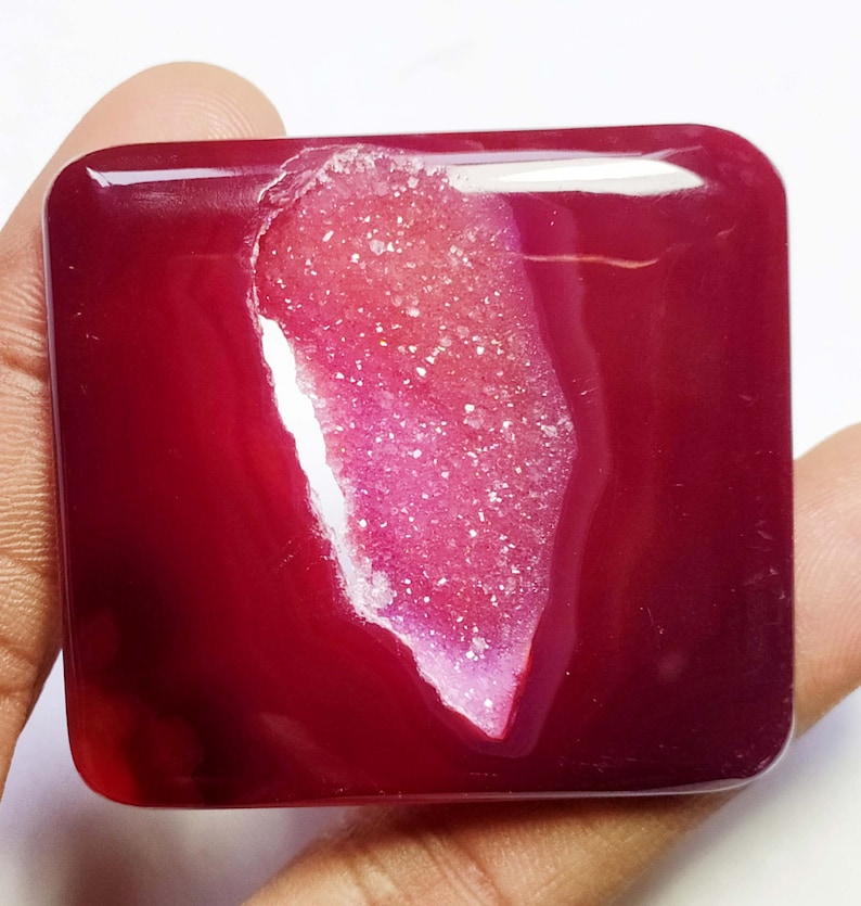Natural Solar Quartz Window Druzy Cabochon Crystal Minerals 147 Carat 54x49x5 MM For Jewelry Making Big Size Top Quality