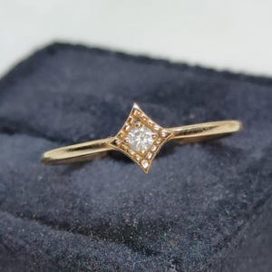 14k Yellow Gold Diamond Ring/Handmade Vintage Design Ring/Engagement Ring For her/Round Brilliant Cut Shaped Diamonds/Eternity Bridal Ring.