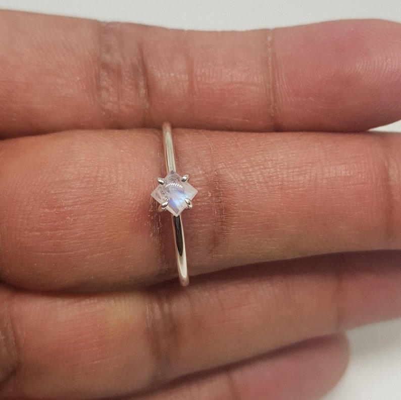 925 Sterling Silver Ring* Moonstone Ring* Minimalist Ring* Birthstone Ring* Danity Ring* Stacking Ring* Gift for her* 3-12 US Sizes