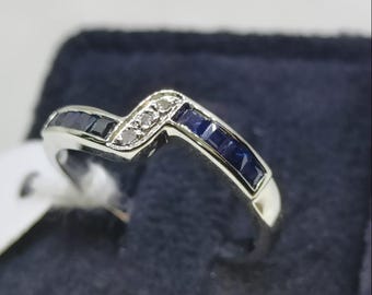 Princess Cut Blue Sapphire Diamond Ring – Sterling Silver Promise Ring, September Birthstone