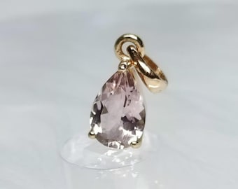 AAA Pink Morganite Teardrop Pendant: 14k Rose Gold Necklace, June Birthstone, Pendant for her