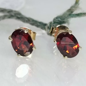 AAA Quality Garnet Earrings/Stud Earrings/Gift For Mom/January Birthstone/Wedding Gift For her/14k Solid Yellow Gold Earrings/Christmas Gift