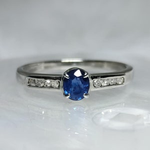 Natural Blue Sapphire–1.5MM Diamond Ring/Dainty Promise Ring/925 Sterling Silver/Bridal Ring/September Birthstone/Every Occasion Gifted Ring