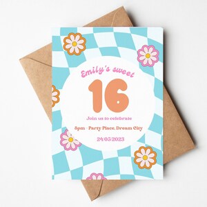 Personalised 16th Birthday Invitation - Milestone birthday - Digital invitations - Retro party - Party Invites - Sweet 16 - 90s