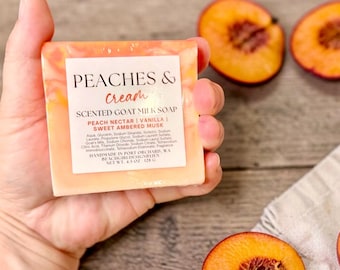 Peaches & Cream Goat Milk Soap – Fruity Sweet Bar – Spring Soap – Feminine Clean Scent