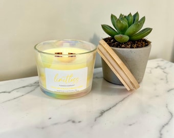 Limitless — Limited Edition 2‑Wick Candle | Iridescent Jar | Coconut Wax | Wooden Wicks | Spring Candle