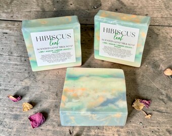 Hibiscus Leaf Goat Milk Soap – Grapefruit Mint Vanilla – Fresh Citrus – Spring