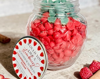 Strawberry Cream Soy Wax Melts – Dessert Scented, Reusable Jar