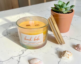 Beach Babe — Limited Edition 2‑Wick Candle | Iridescent Jar | Coconut Wax | Wooden Wicks