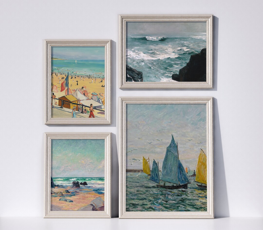 Vintage Beach Scenery Gallery Wall Decor Set Digital Download Etsy