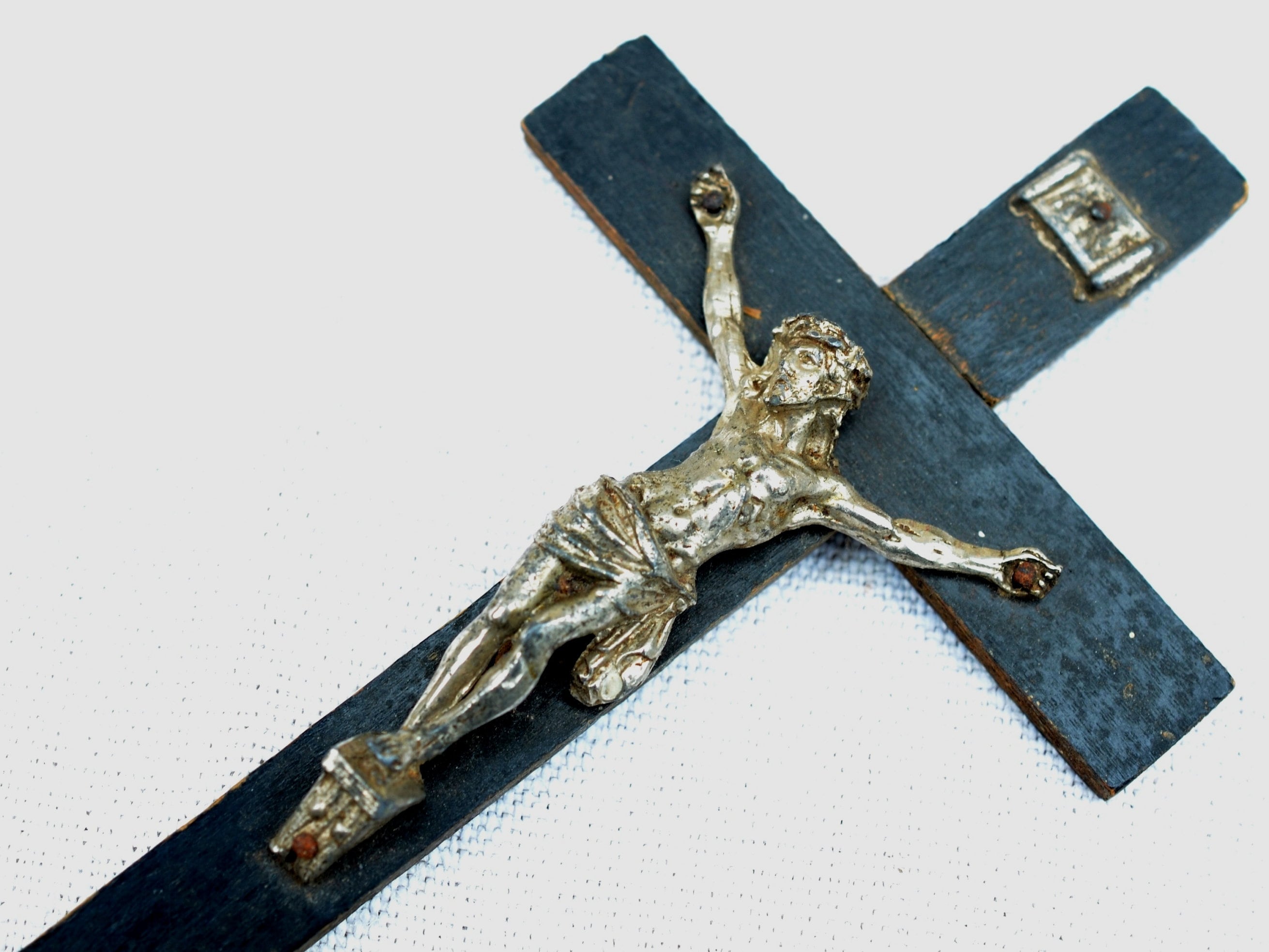 Vintage Français Crucifix Cross, 8 Pouces, Catholique Romain, Chrétien, Religieux, Tentures Murales,
