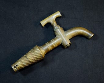 Antique Barrel Tap, French Brass Wine Spigot, Vintage Cask Faucet, Man Cave, Bar Sommelier Oenophile Gift