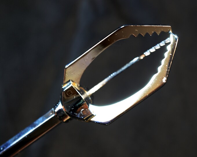 7 Long Vintage French Cocktail Bar Tongs, Stainless Steel Sprung Ice