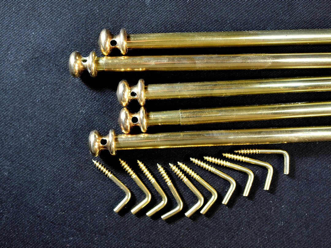 2 Vintage 17 to 26 Extendable French Paris Brass Cafe Rods 4 Fixing