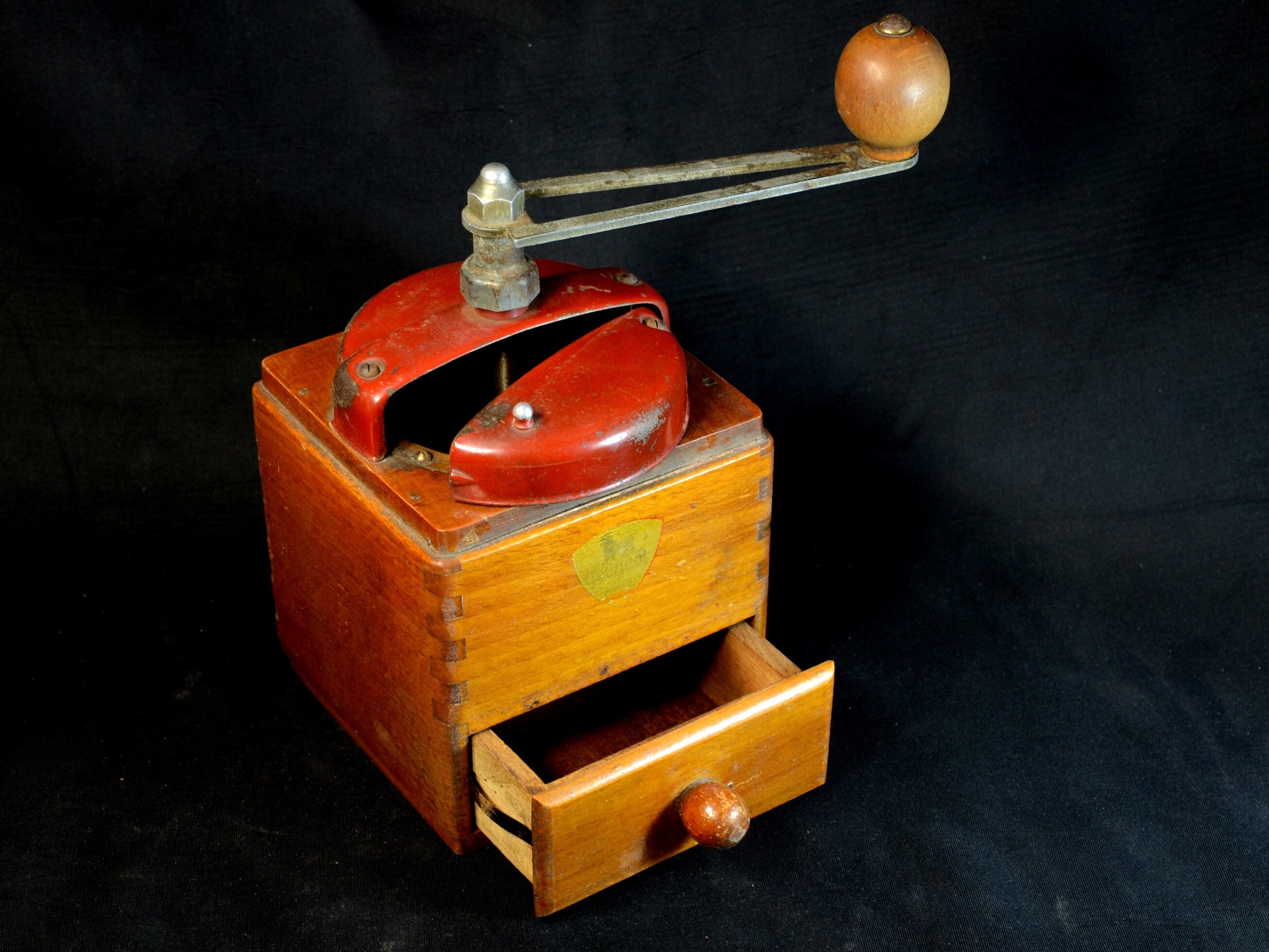 Moulin à Grains de Café Vintage Français, Rouge, Peugeot Freres, Années 1950 en Parfait État Fonctio