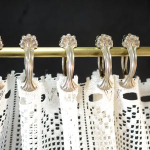 10 clips à anneau de rideau de café en métal argenté vintage, allemand, 3,0 cm (1 1/4") de diamètre au centre, pince parisienne, affichage des trombones
