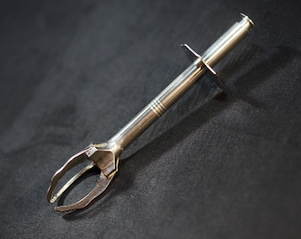 Vintage French Silver Plated Cocktail Bar Tongs,  Sprung Ice Cube Grabber, Old Shop Stock, Utensil Gadget, Sugar Cube Pincers, Man Cave