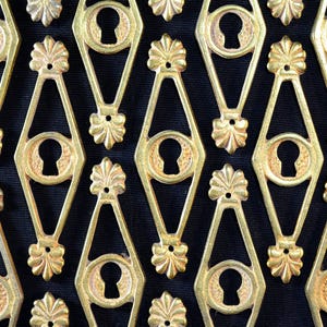 Pair of Vintage 3&quot; French Escutcheons Cast Brass Keyhole Plates Vertical Cover, Bronze Hardware Cupboard Door Fixture Restoration