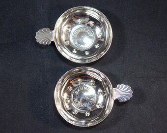 Pair of Vintage French Tastevin, SAUMUR Ackerman, Tasting Cup, Tasse à Vin, Goûte-Vin Tassée Tasting Cup, Sommeliers Gift Loire Oenophile