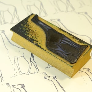 Franse vintage giraf rubberen inktstempel jaren 1950 klaslokaal, Afrika safari wilde dieren, ideaal voor kaarten, cadeauverpakking, tags, scrapbooking
