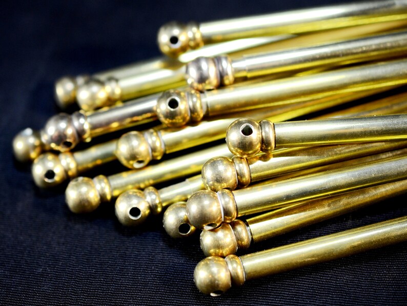 2 Vintage 16 to 23 Extendable French Paris Brass Cafe Rods 4 Fixing