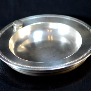 Antique French Silver Plate Dish Baby Food Warming Bowl, Vintage Tableware Hallmarked METAL ARGENTE Silver Plated