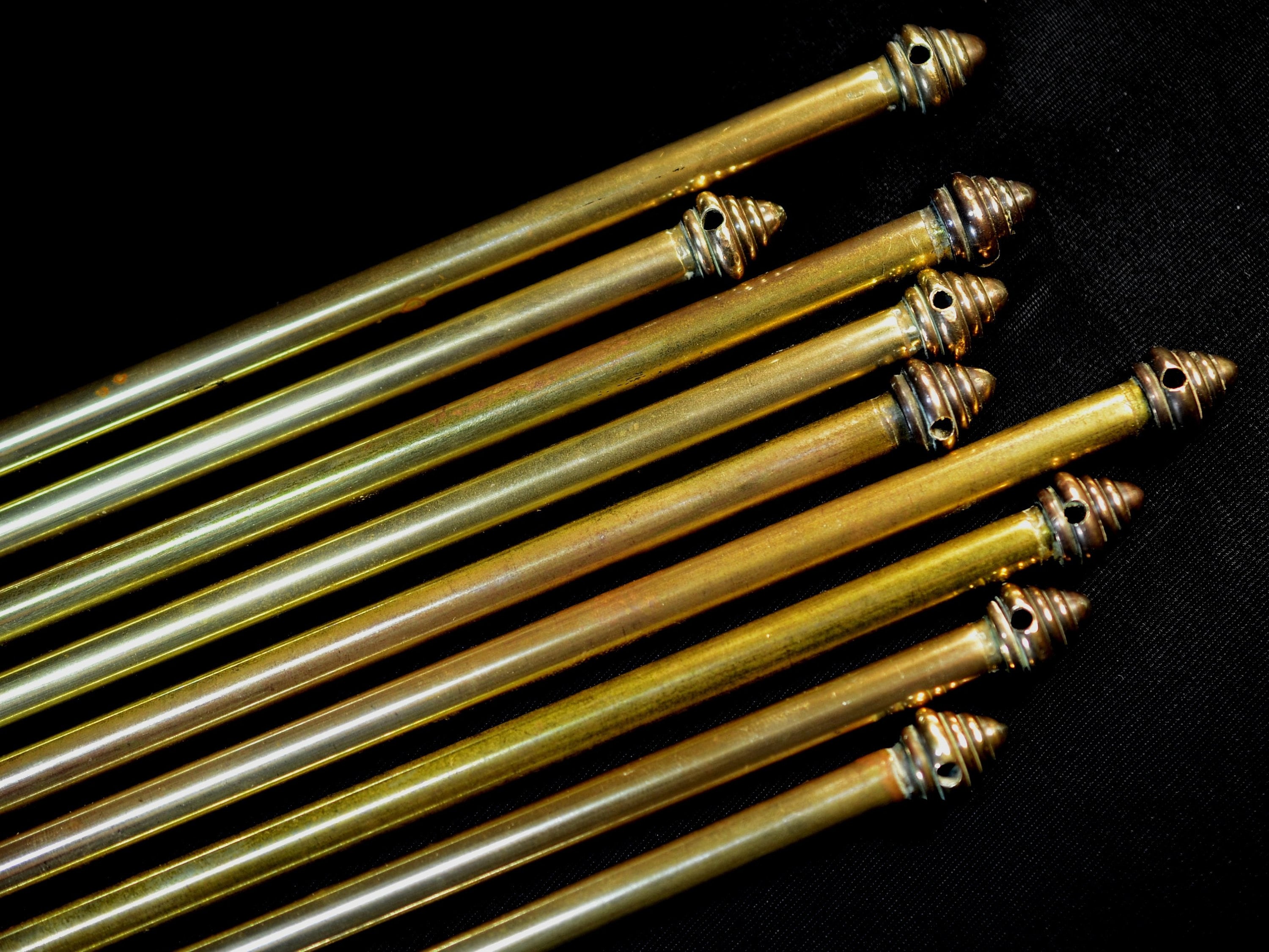 2 Vintage 16" to 24" Extendable French Paris Brass Cafe Rods + 4 Fixing