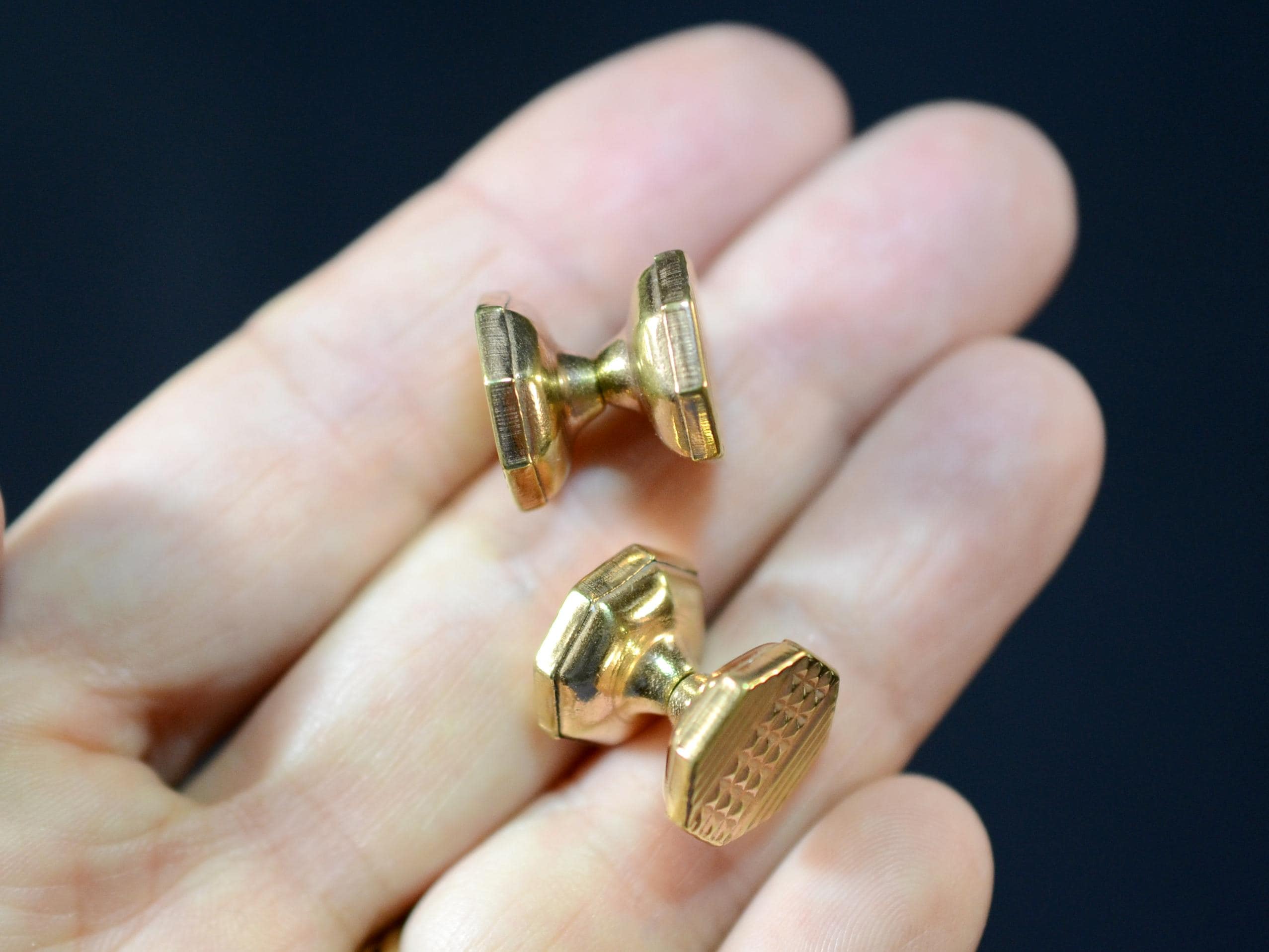 Boutons De Manchette Vintage Octogonaux - Nacre Et Métal Argenté, Occasion, état Correct, Sans Marque