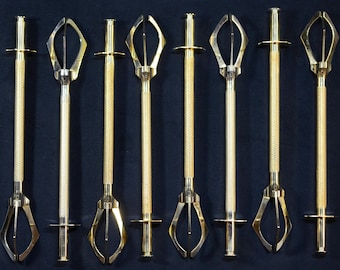 Vintage French Gold Colour Cocktail Bar Tongs, Sprung Ice Cube Grabber, Utensil Gadget, Sugar Cube Pincers, 1960&#39;s Old Shop Stock, Man Cave
