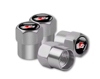 4 Pcs Tire Valve Caps for Audi S Series Logo Rings Stem Dust Cap Car Accessories Silver, car, motorcycle, bicycle