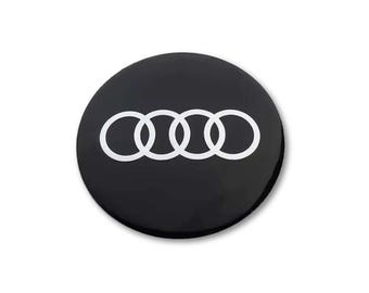 Set of 4 for AUDI 56mm 60mm 65mm wheel center hub caps stickers metal emblems for rims covers Black Silver
