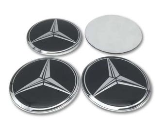 4 Pcs Metal Stickers for Mercedes 56mm 60mm 65mm Hub Caps Emblems Rim Covers Wheel Caps Black
