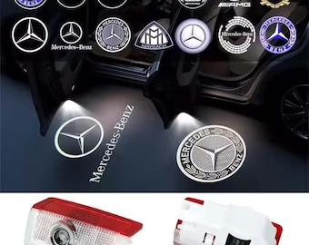 Luces LED para puerta con logotipo de Mercedes Benz AMG: 2 proyectores de bienvenida láser HD para A, C, E, GLA, GLC y GLE. Accesorios.