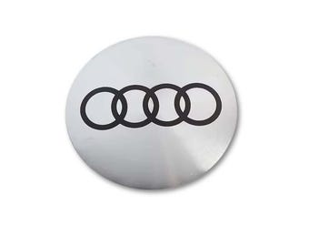 Set of 4 for AUDI 56mm 60mm 65mm wheel center hub caps stickers metal emblems for rims covers Silver Black