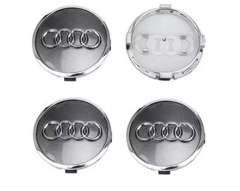 Para Audi 61 mm / 57 mm Anillo gris plateado – 4 tapacubos centrales de rueda 4M0601170
